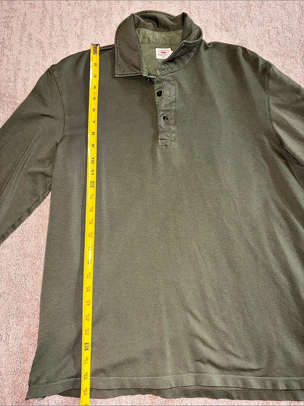 Faherty Long-Sleeve Sunwashed Pique Polo Men's Green Large